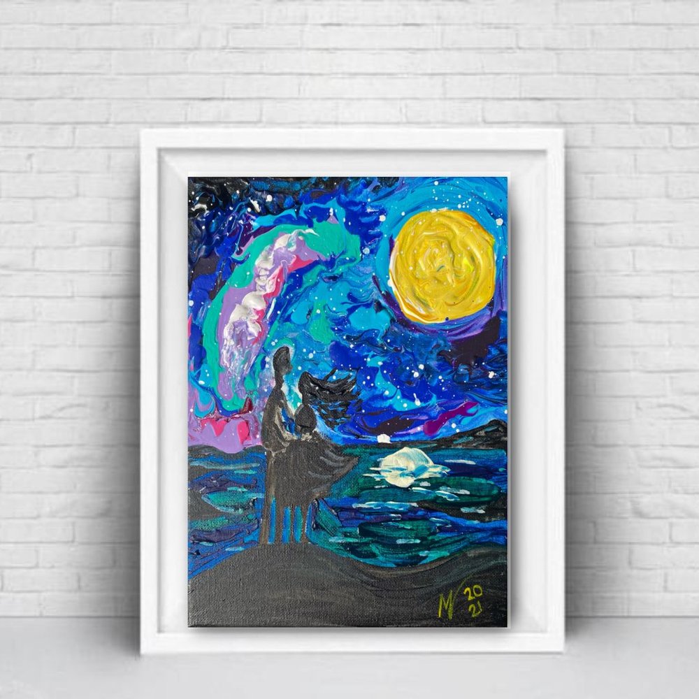 Couple in Love Painting Love Story Original Art Acrylic Small Canvas 10x8 Lovers - Picture 5 of 10